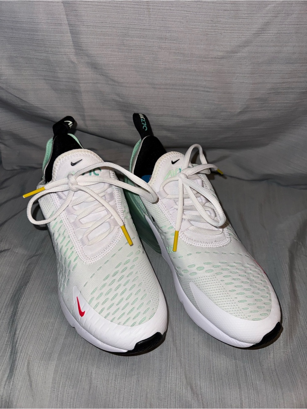Nike Women’s White & Mint Air Max Style Sneakers with Yellow Accents